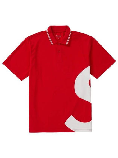 S Logo Cotton Short Sleeve Polo Shirt Red - SUPREME - BALAAN 1