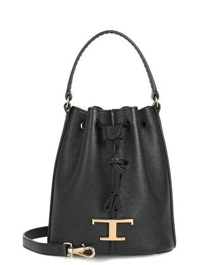 T Timeless Leather Micro Logo Bucket Bag Black - TOD'S - BALAAN 2