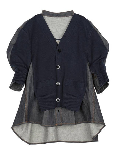 Denim Knit Cardigan Navy - SACAI - BALAAN 1