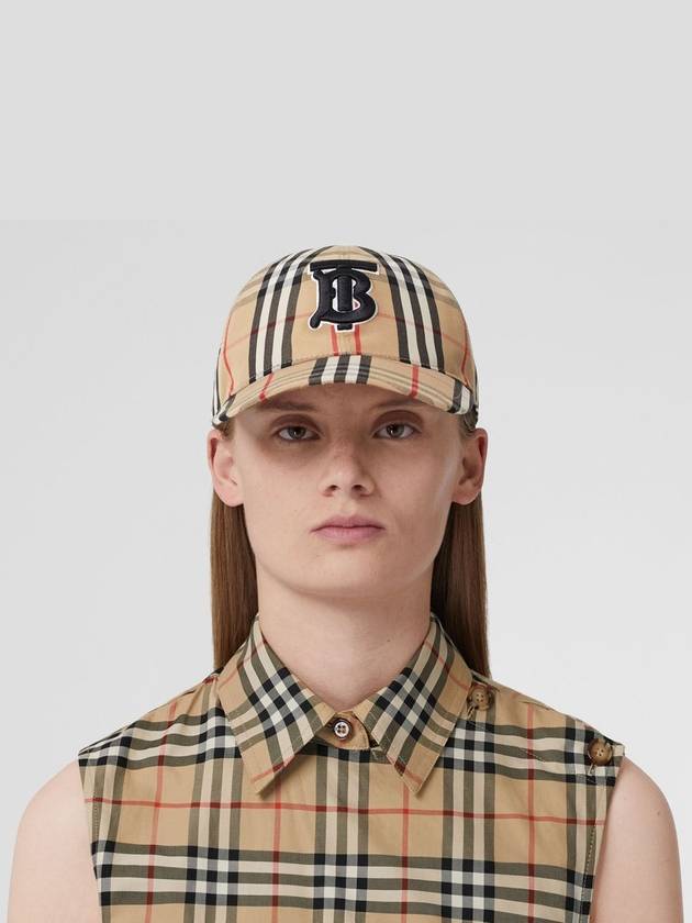 TB Monogram Stripe Cotton Ball Cap Beige - BURBERRY - BALAAN 6