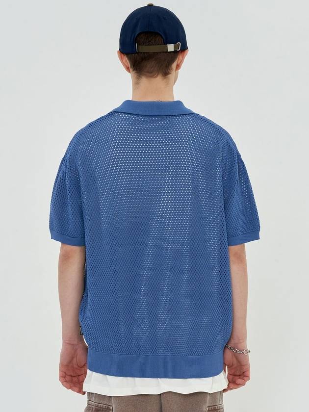 mesh PK knit top blue - UNALLOYED - BALAAN 4