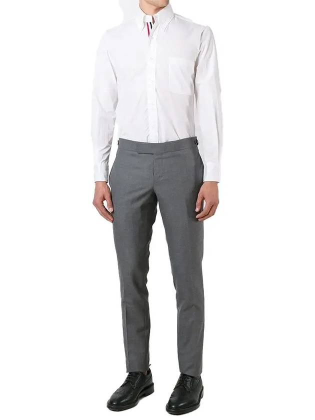 Men's Grosgrain Placket Solid Poplin Long Sleeve Shirt White - THOM BROWNE - BALAAN 2