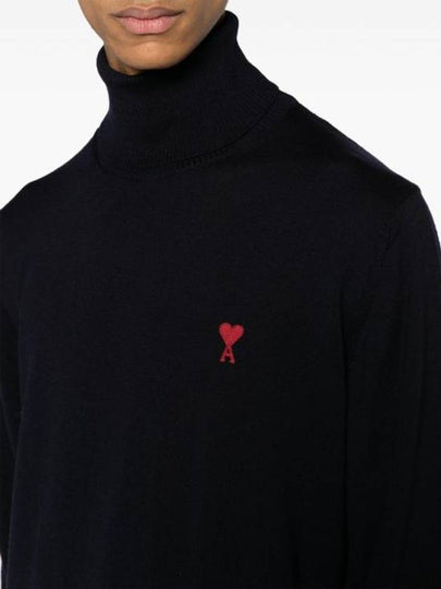 Heart Logo Wool Turtleneck Navy - AMI - BALAAN 2