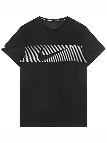 Flash Dri Fit UV Running Short Sleeve T-Shirt Black - NIKE - BALAAN 1