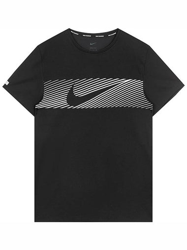 Flash Dri Fit UV Running Short Sleeve T-Shirt Black - NIKE - BALAAN 1