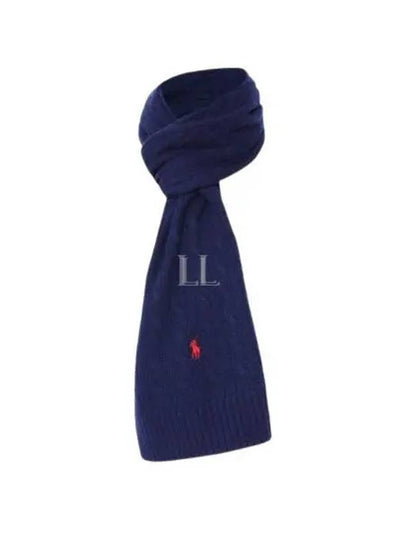 Pony Cable Knit Scarf Navy - POLO RALPH LAUREN - BALAAN 2