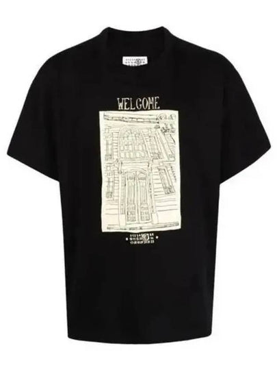 Graphic Print Short Sleeve T-Shirt Black - MAISON MARGIELA - BALAAN 2