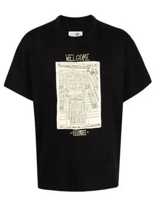 MM6 Margiela graphic print short sleeve t shirt black SH0GC0013S24312900 - MAISON MARGIELA - BALAAN 1