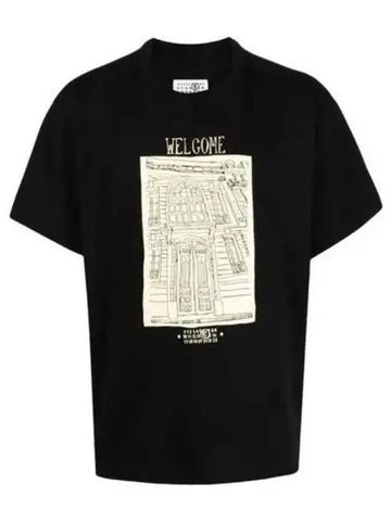 Graphic Print Short Sleeve T-Shirt Black - MAISON MARGIELA - BALAAN 1