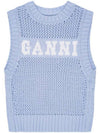 Cotton Rope Vest Poder Blue - GANNI - BALAAN 1