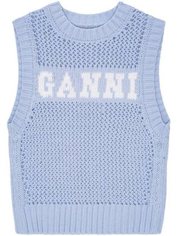 Cotton Rope Vest Poder Blue - GANNI - BALAAN 1