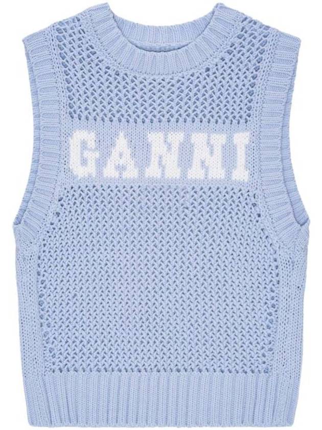 Cotton Rope Vest Poder Blue - GANNI - BALAAN 1