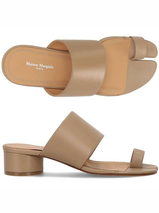 Tabi Leather Low Mule Sandal Heel Beige - MAISON MARGIELA - BALAAN.