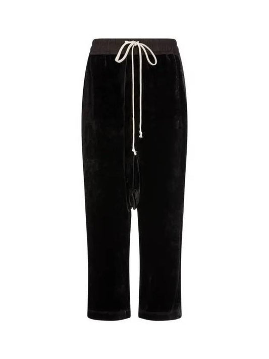 WOMEN Cropped Velor Banding Pants Black - RICK OWENS - BALAAN 1