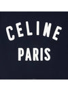 Logo Print Crew Neck Cotton Knit Top Navy - CELINE - BALAAN 5