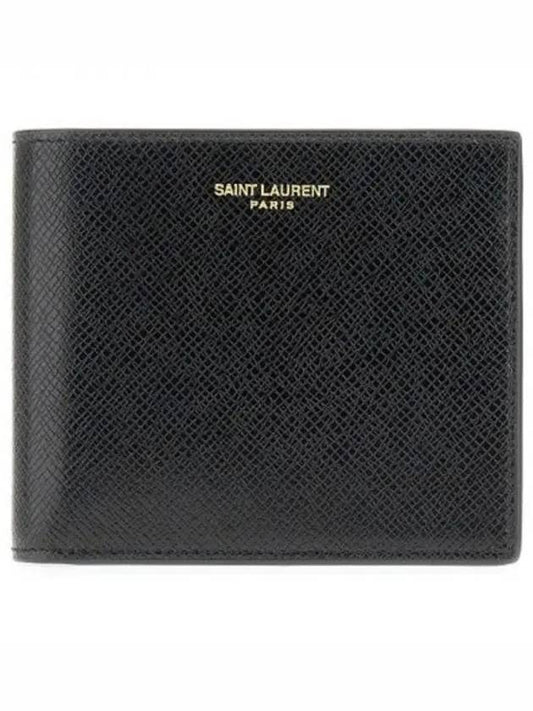 East West Coating Leather Half Wallet Black - SAINT LAURENT - BALAAN 2