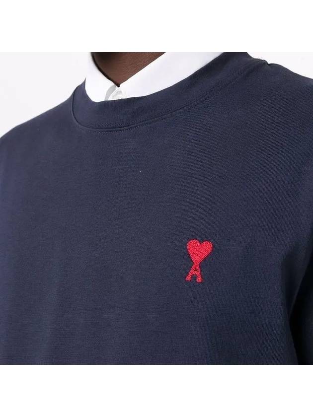 Heart Logo Long Sleeve Classic Sweatshirt Navy - AMI - BALAAN.