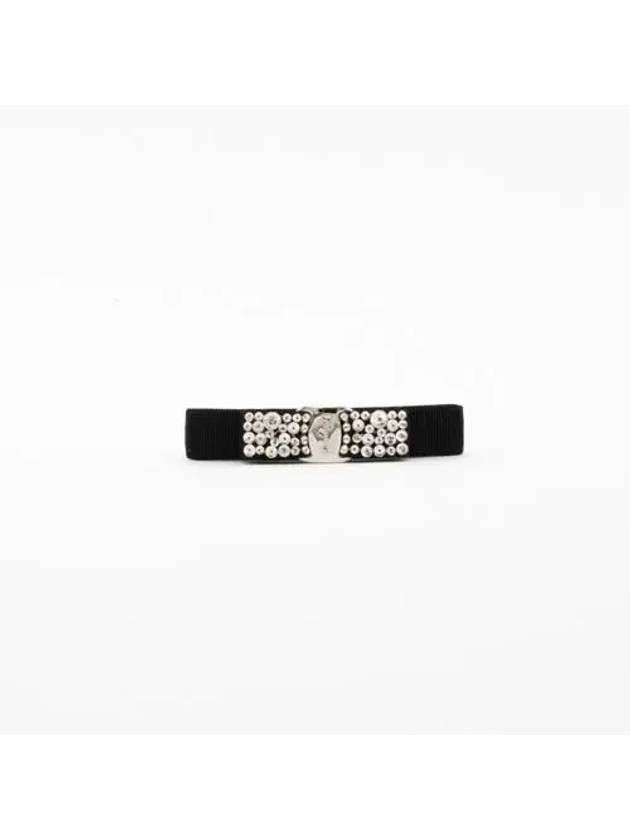 Women's Vara Bow Crystal Hair Clip Black - SALVATORE FERRAGAMO - BALAAN 2