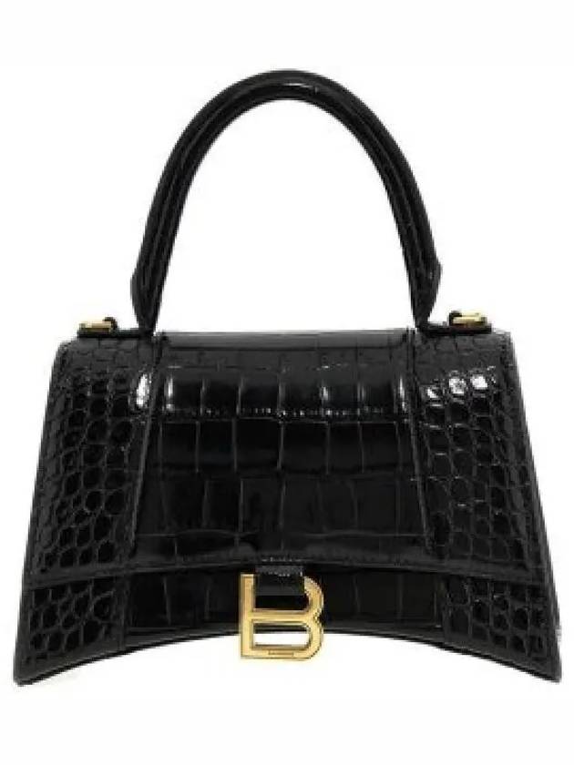 Crocodile Emboss Hourglass Small Tote Bag Black - BALENCIAGA - BALAAN 2