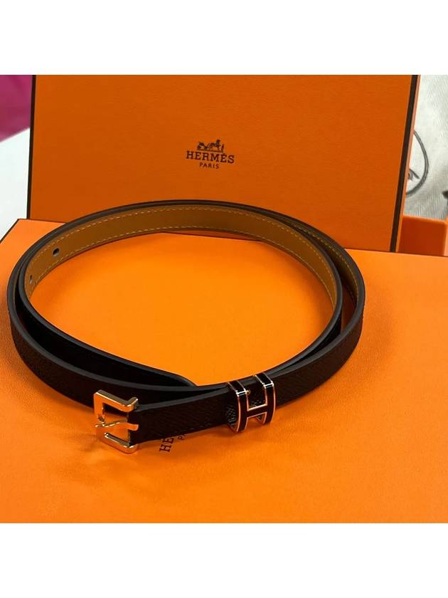 Women's Pop H 15 Leather Belt Black - HERMES - BALAAN 3