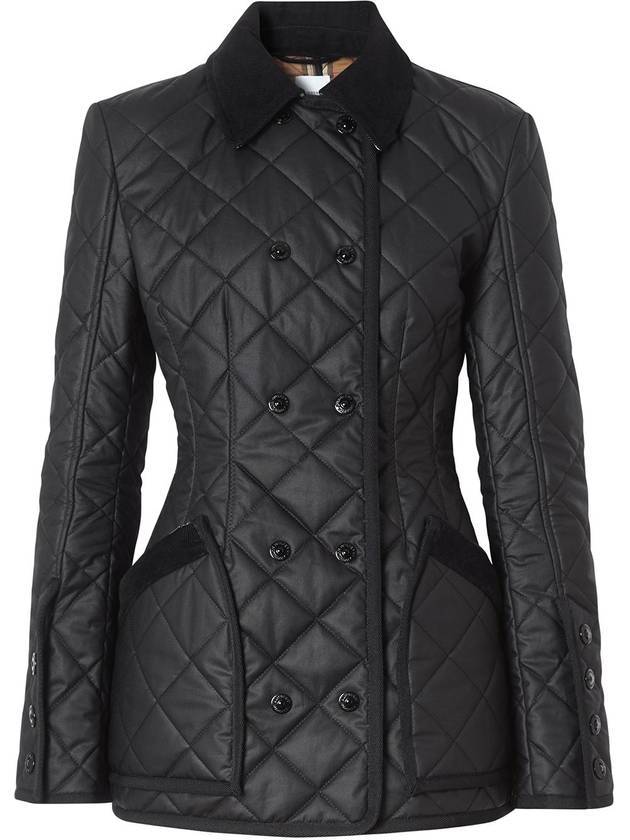 Women's Diamond Quilted Cotton Jacket Black - BURBERRY - BALAAN.