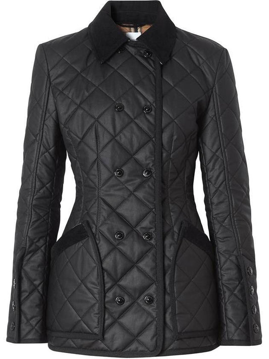 Women's Diamond Quilted Cotton Jacket Black - BURBERRY - BALAAN 1