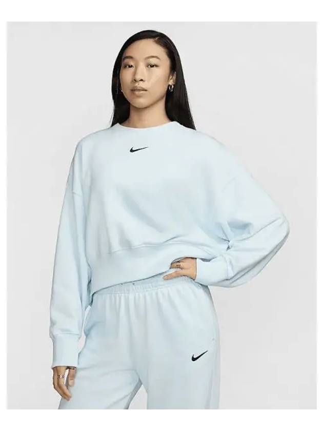 Sportswear Phoenix Fleece Women s Oversized Crew Neck French Terry Sweatshirt Glacier Blue Black FZ6810 474 700032 - NIKE - BALAAN 1