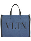 VLTN Ecolab Denim Shopping Tote Bag Blue - VALENTINO - BALAAN 1