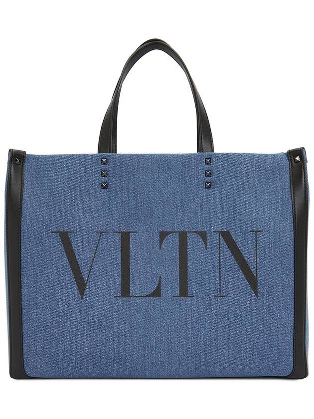 VLTN Ecolab Denim Shopping Tote Bag Blue - VALENTINO - BALAAN 1