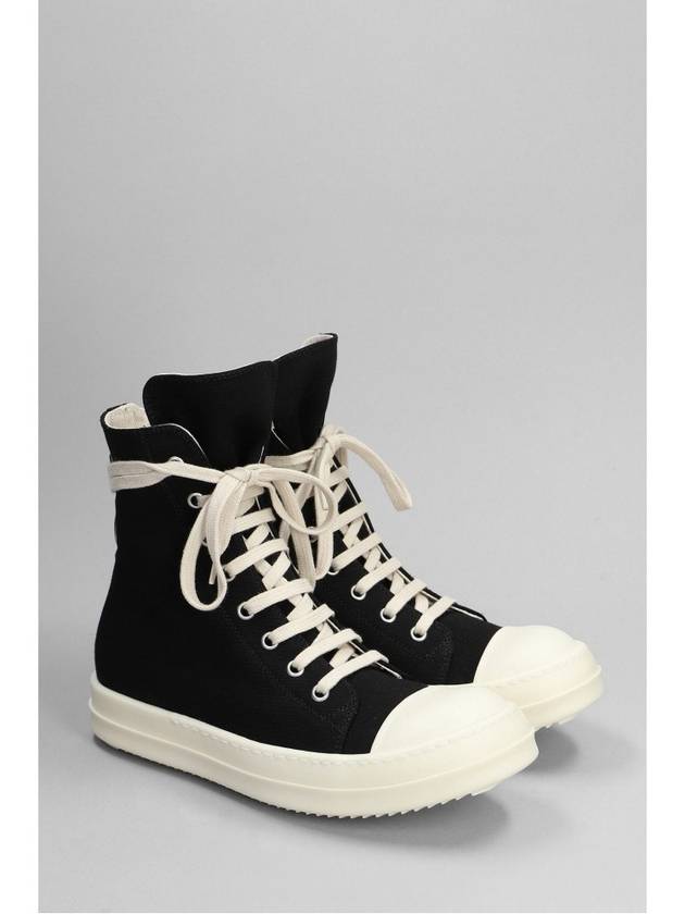 Lido Cotton High Top Sneakers Black - RICK OWENS - BALAAN 4