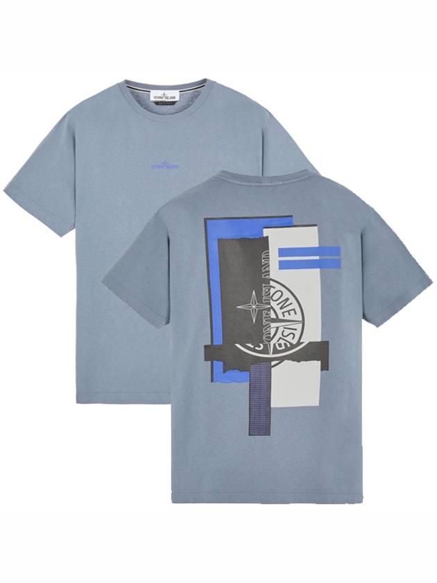 Marble One Short Sleeve T-Shirt Blue Grey - STONE ISLAND - BALAAN 2