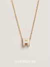 Mini Pop H Pendant Necklace Gold Blanc White - HERMES - BALAAN 2