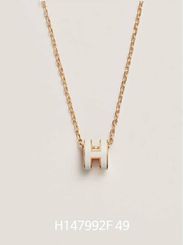 Mini Pop H Pendant Necklace Gold Blanc White - HERMES - BALAAN 2