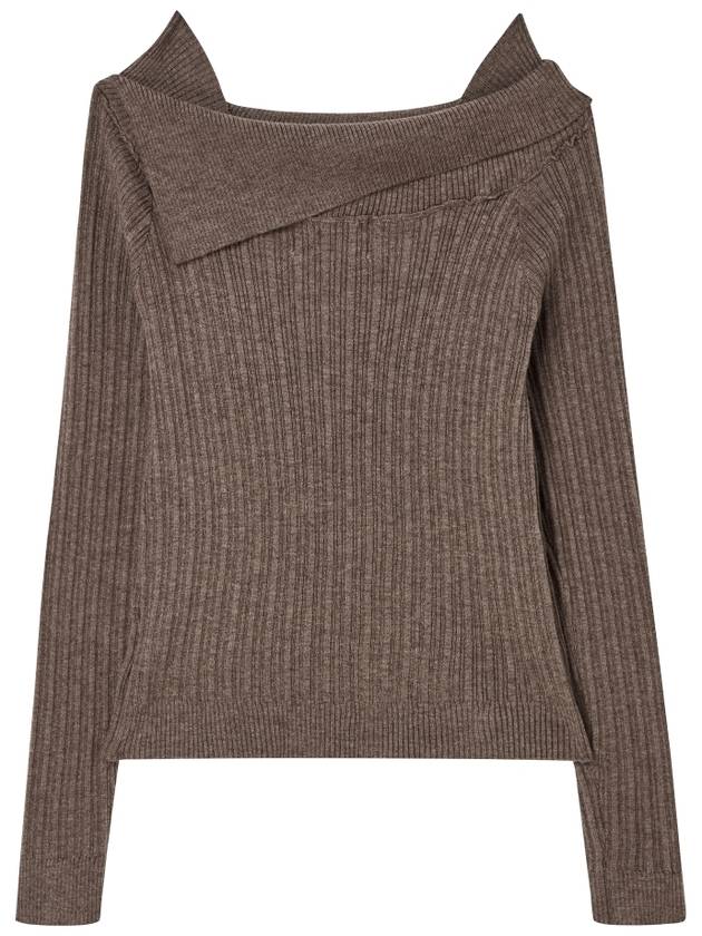 Off shoulder slim ribbed knit Cocoa - THE GREEN LAB - BALAAN 5