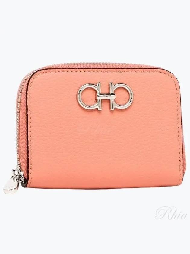 Women's Gancini Logo Zipper Card Wallet Pink - SALVATORE FERRAGAMO - BALAAN 2