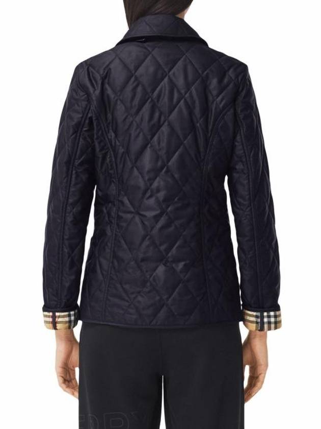 Women's Diamond Quilted Thermoregulated Check Jacket Midnight - BURBERRY - BALAAN 3