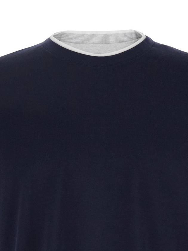 Black Crewneck T-Shirt With Layered Collar In Cotton Man - ELEVENTY MILANO - BALAAN 3