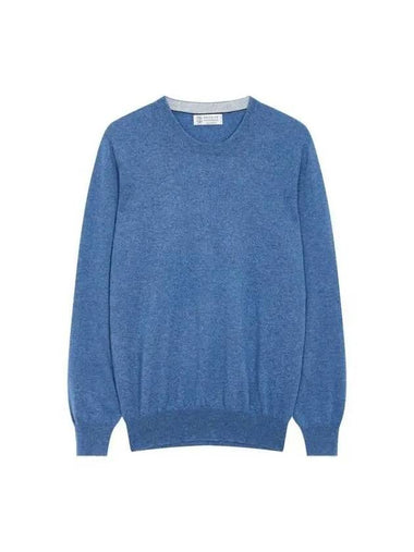 Men s Cashmere Long Sleeve Knit Blue 271079 - BRUNELLO CUCINELLI - BALAAN 1