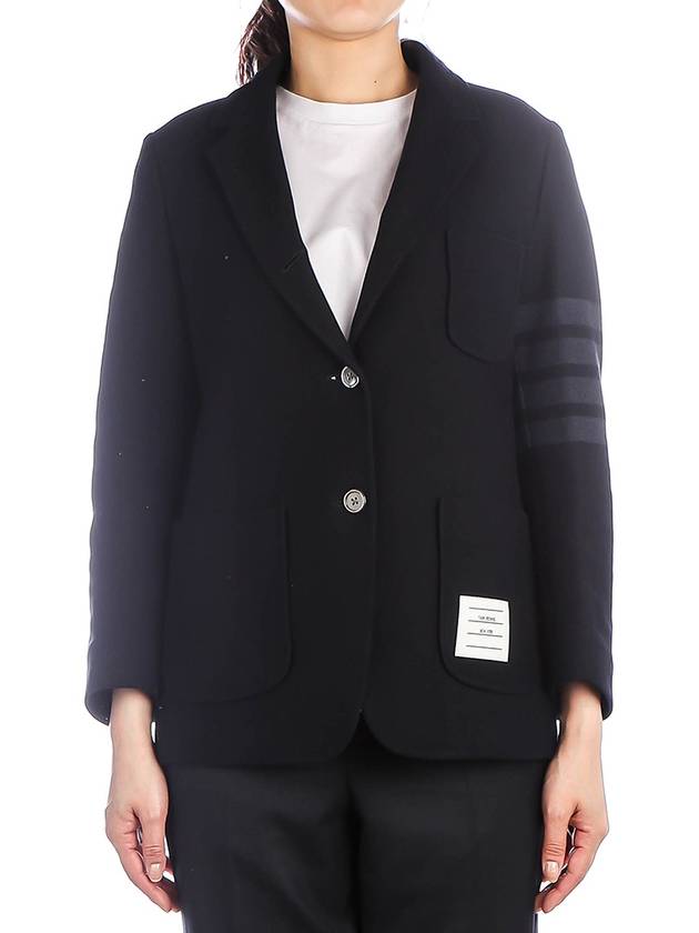 Double Face Tech Twill 4-Bar Sack Jacket Navy - THOM BROWNE - BALAAN 2