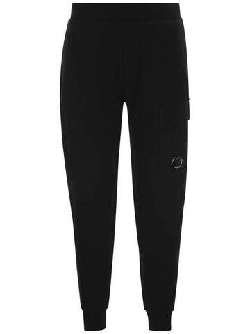 Men's Diagonal Raised Fleece Track Pants Black - CP COMPANY - BALAAN 1