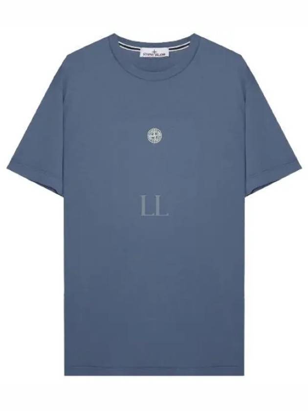 Chest Logo Print Short Sleeve T-Shirt Avio Blue - STONE ISLAND - BALAAN 2