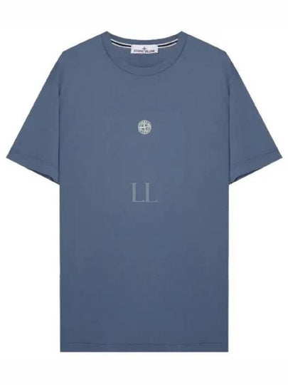 Chest Logo Print Short Sleeve T-Shirt Avio Blue - STONE ISLAND - BALAAN 2