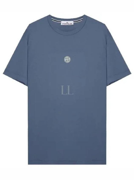 Chest Logo Print Short Sleeve T-Shirt Avio Blue - STONE ISLAND - BALAAN 2