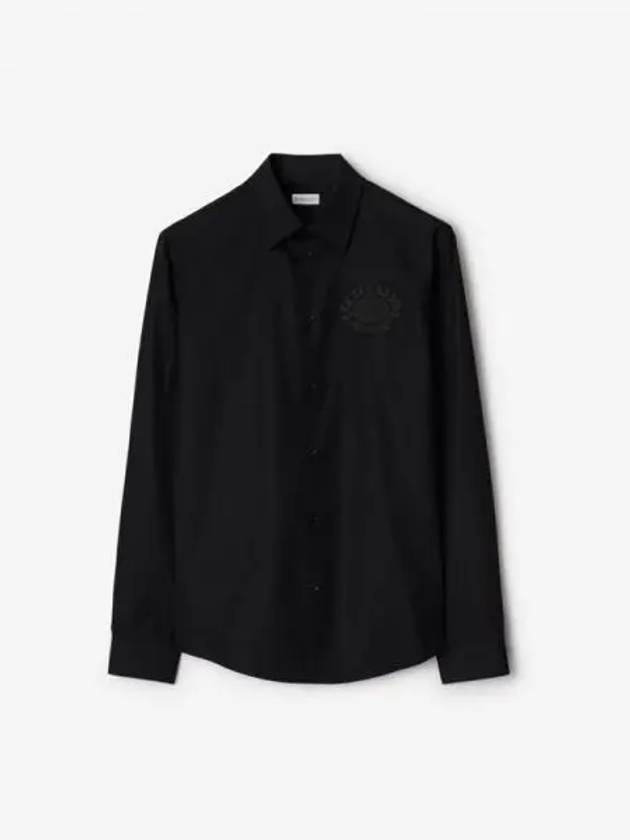 Embroidered Logo Long Sleeve Shirt Black - BURBERRY - BALAAN 2