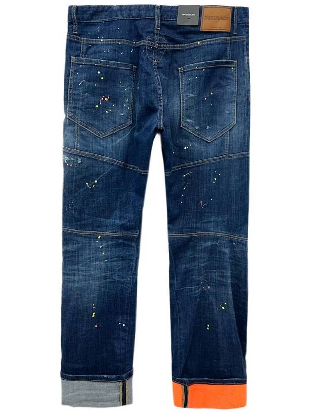 Dark Techno Surfwash Tidy Biker Logo Print Skinny Jeans Blue - DSQUARED2 - BALAAN 3