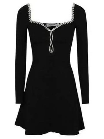 Black Knit Diamante Mini Dress PF23 120SB 957710 - SELF PORTRAIT - BALAAN 1