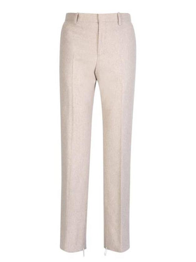 Slim Fit Tag Wool Straight Pants Beige - OFF WHITE - BALAAN 2