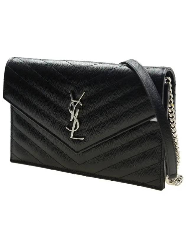 Monogram Matelasse Envelope Chain Cross Bag Black - SAINT LAURENT - BALAAN 4