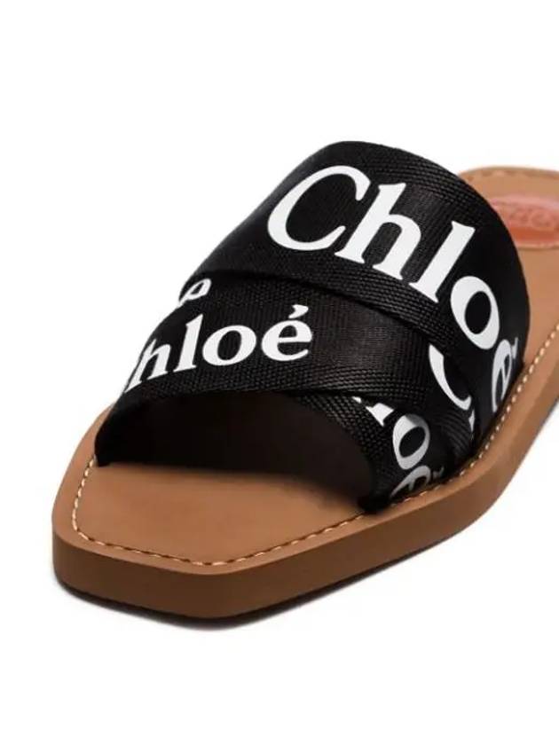 Woody Logo Canvas Strap Flat Mule Black - CHLOE - BALAAN 7