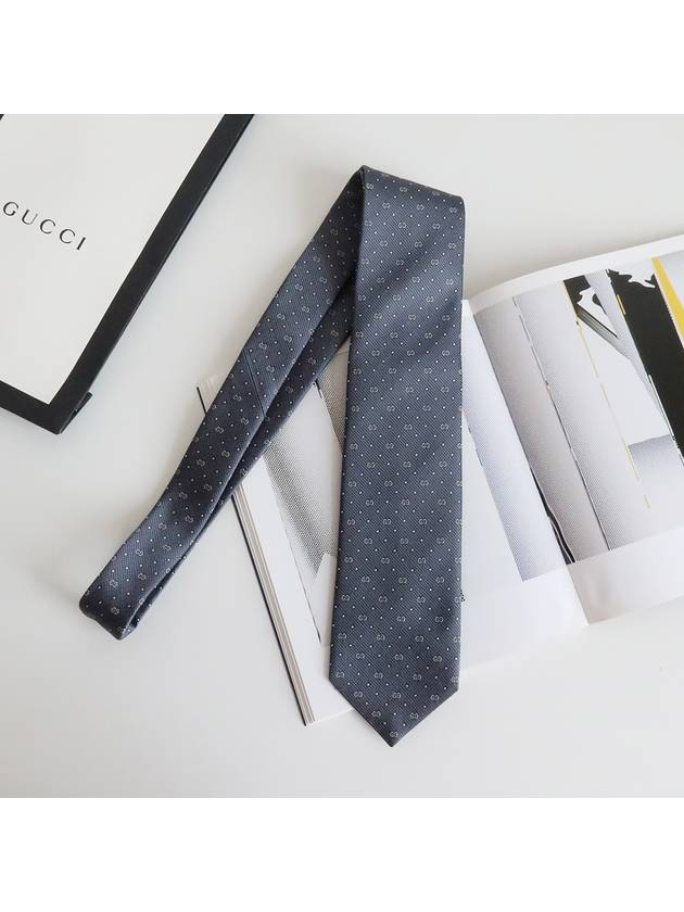 GG Dot Pattern Silk Tie Grey - GUCCI - BALAAN 5